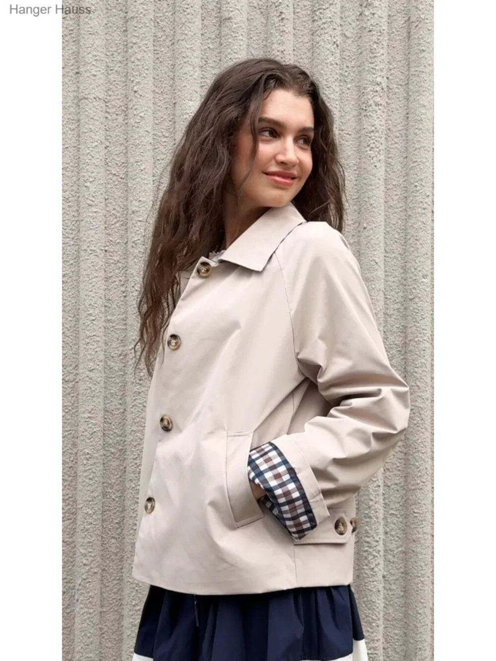 Cropped Trench Coat Lightweight Single Breasted Jacket Women Lapel Collar Long